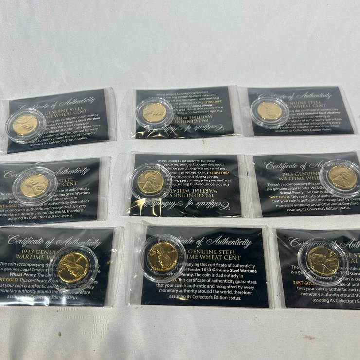 #40231 • (9) 1943 STEEL PENNIES WITH 24KT GOLD PLATED