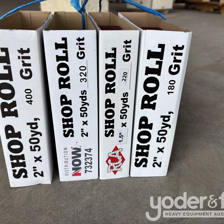 Unused RCA Aluminum Oxide Emery, 220 Grit 1.5" x 150', 180 Grit 2" x 150', 400 Grit 2" x 150' , 320 Grit 2" x 150'