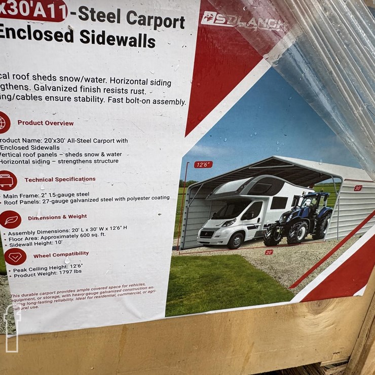 2026 SDLANCH ADLC2030FT ALL STEEL CARPORT #1