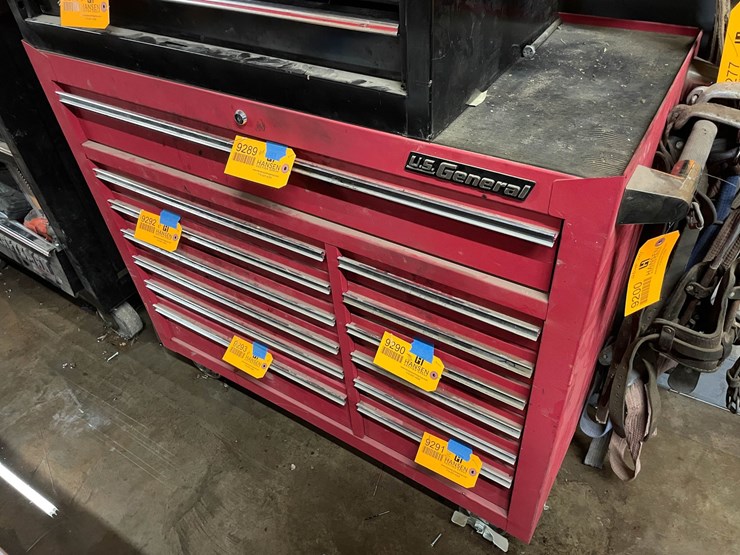 #9200-•-us-general-(13)-drawer-red-tool-box-on-wheels-image-1