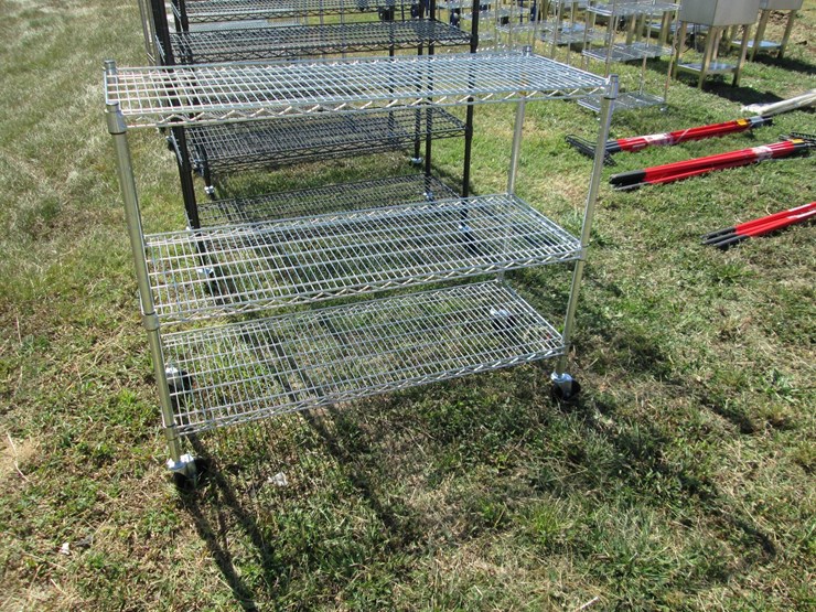 #50146-•-unused-4'-wide-x-18"-deep-x-40"-tall-silver-metal-rolling-shelf---3-high-inv#50146-image-2