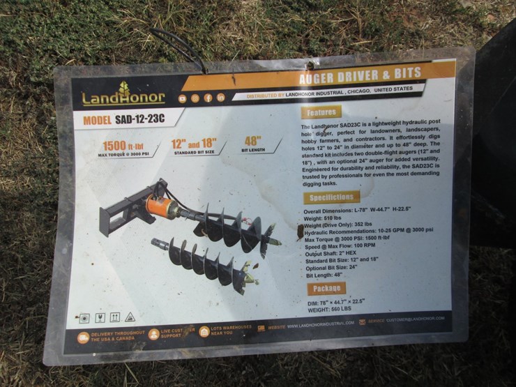 #46114-•-unused-land-honor-sad-12-23c-48"-skid-steer-post-auger-hl-00526-inv#46114-image-7