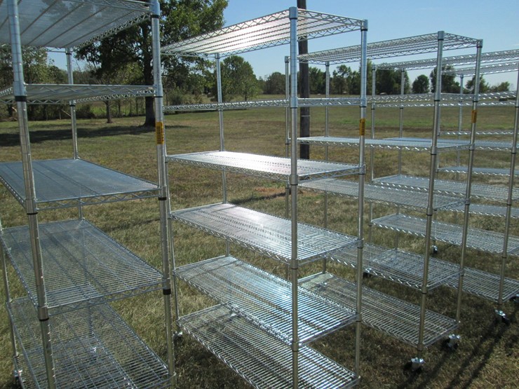 #50143-•-unused-4'-wide-x-18"-deep-x-76"-tall-silver-metal-rolling-shelf---6-high-inv#50143-image-1