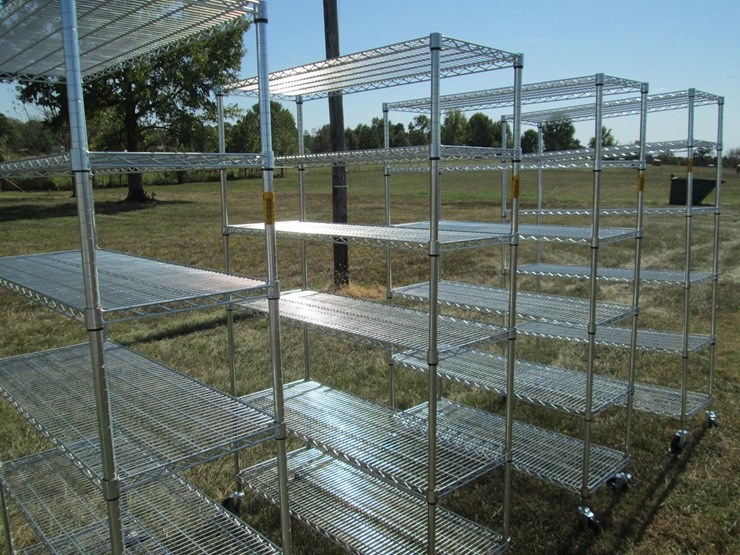 #50142-•-unused-4'-wide-x-18"-deep-x-76"-tall-silver-metal-rolling-shelf---6-high-inv#50142-image-1