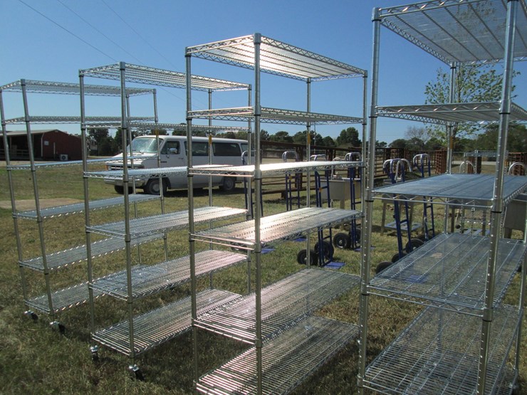 #50142-•-unused-4'-wide-x-18"-deep-x-76"-tall-silver-metal-rolling-shelf---6-high-inv#50142-image-2