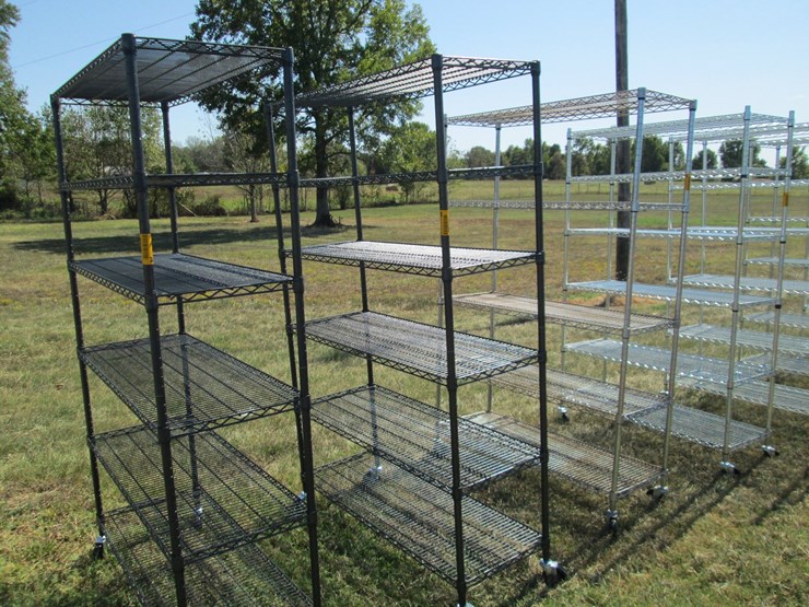 #50138-•-unused-4'-wide-x-18"-deep-x-76"-tall-black-metal-rolling-shelf---6-high-inv#50138-image-1