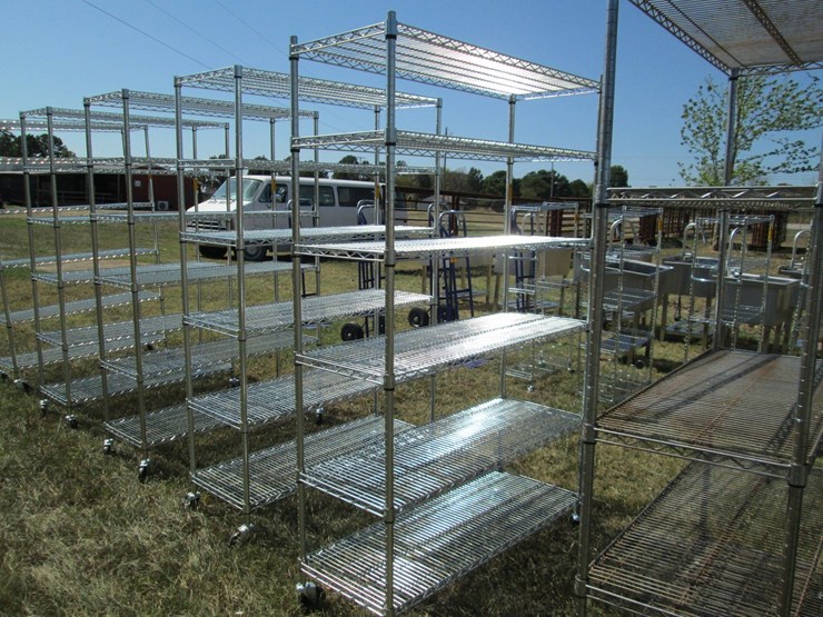 #50144-•-unused-4'-wide-x-18"-deep-x-76"-tall-silver-metal-rolling-shelf---6-high-inv#50144-image-2