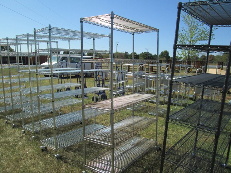 #50145-•-unused-4'-wide-x-18"-deep-x-76"-tall-silver-metal-rolling-shelf---5-high-inv#50145-image-2
