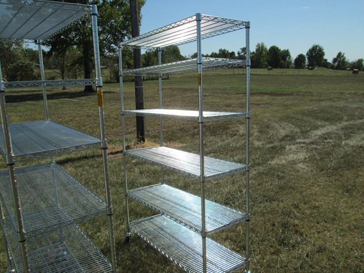 #50140-•-unused-4'-wide-x-18"-deep-x-76"-tall-silver-metal-rolling-shelf---6-high-inv#50140-image-1