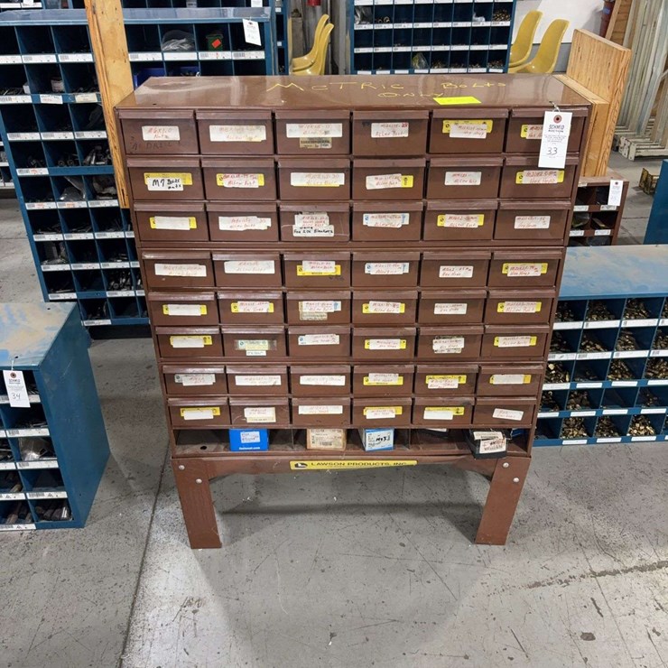 Metric Bolt Organizer, allen bolts, hex heads, 6 wide x 8 tall, 45'' tall, x 34'' wide