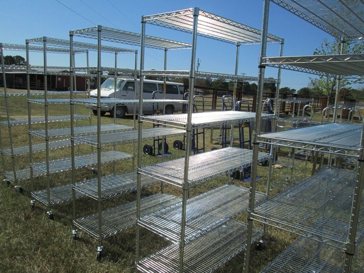 #50143-•-unused-4'-wide-x-18"-deep-x-76"-tall-silver-metal-rolling-shelf---6-high-inv#50143-image-2