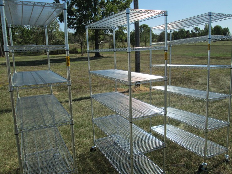 #50141-•-unused-4'-wide-x-18"-deep-x-76"-tall-silver-metal-rolling-shelf---6-high-inv#50141-image-1