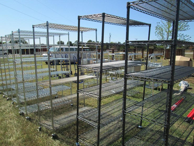 #50138-•-unused-4'-wide-x-18"-deep-x-76"-tall-black-metal-rolling-shelf---6-high-inv#50138-image-2