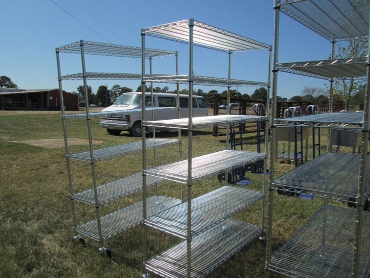 #50141-•-unused-4'-wide-x-18"-deep-x-76"-tall-silver-metal-rolling-shelf---6-high-inv#50141-image-2