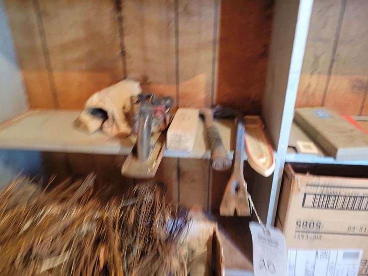 shop-contents-lot-with-metal-workbench,-hand-tools,-automotive-parts,-hardware,-and-signage-image-5