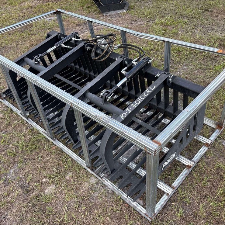 2025 Pabreak 80in Hydraulic Dual Cylinder Grapple Rock Bucket Skid Steer Attachment