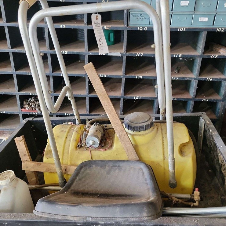 Sprayer Unit with Tank, Pump, and Seat Assembly Plus Bucket of Hardware