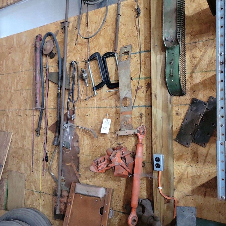 Assorted Shop Tools, Hardware, and Automotive Creeper