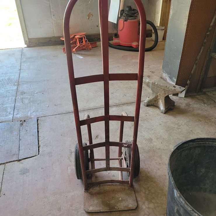 Red Metal Hand Truck Utility Cart with Pneumatic Tires