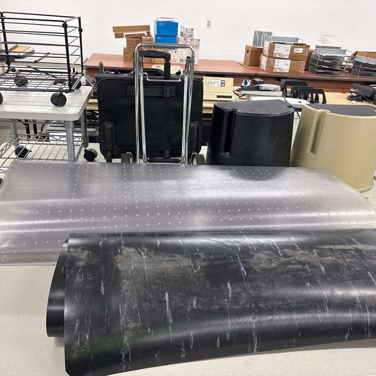 Misc. Office Items (Organizers, Clocks, mats, stools, carts, and Height Adjustable Table.