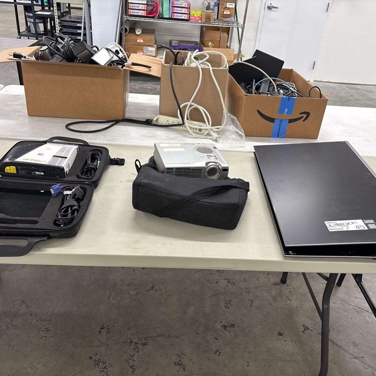 HP &amp; Epson Projector, View sonic monitors, and cords.