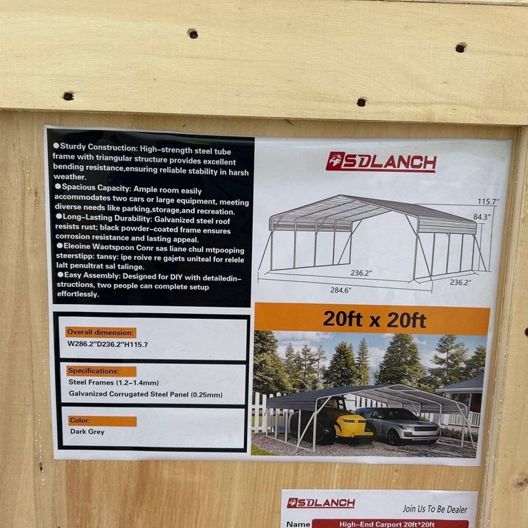 2026 SDLANCH 20ft x 20ft High-End Carport