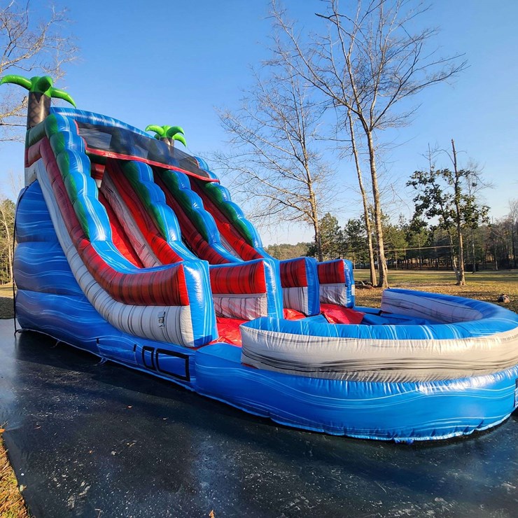 Double Lane 20' Inflatable Water Slide w/ Blowers