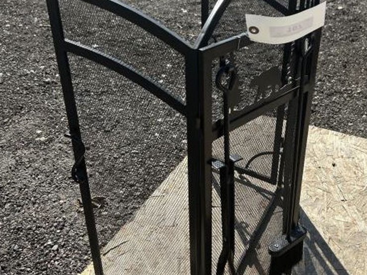 #107-•-metal-folding-fireplace-screen-w/-chimney-image-2