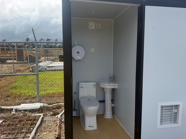 #8357-•-appears-unused-mobile-double-toilet-white-w/-black-frame-image-4