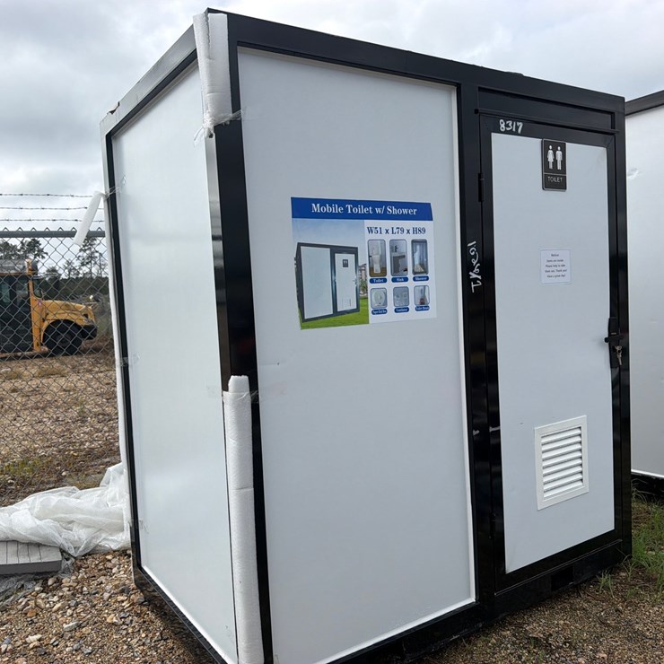 #8317 • Portable Bathroom White/ Black Frame