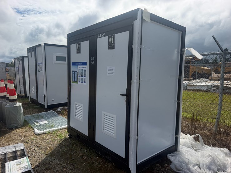 #8357-•-appears-unused-mobile-double-toilet-white-w/-black-frame-image-2