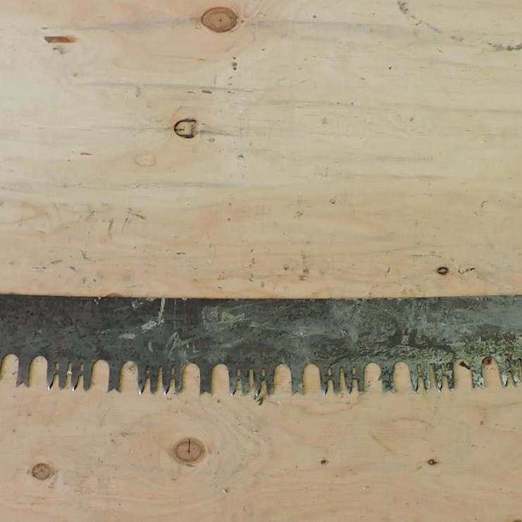 VINTAGE, TWO-PERSON CROSSCUT SAW W/2 HANDLES, 5’