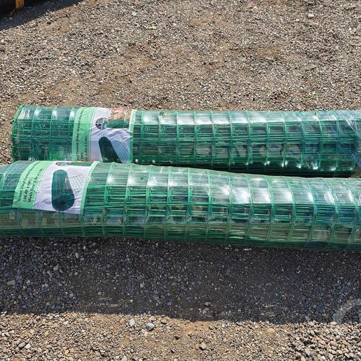 QTY. (2) GREEN VINYL COATED METAL WELDED WIRE FENC