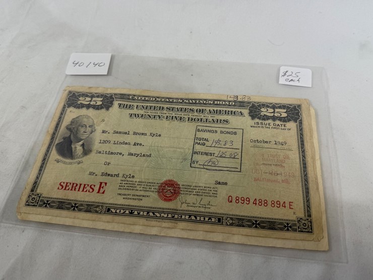 #40140-•-(2)-twenty-five-dollar-savings-bond-image-1