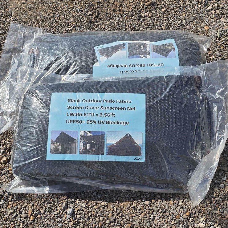 QTY. (2) BLACK OUTDOOR PATIO FABRIC SCREEN COVER S