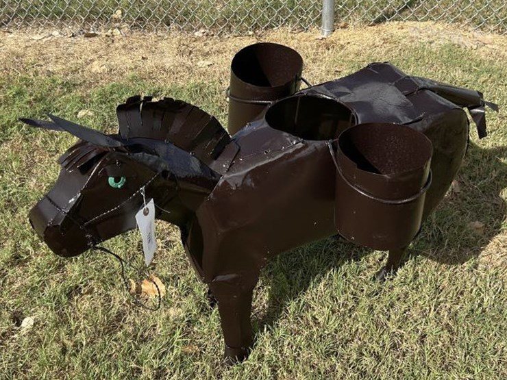 #178-•-metal-art---donkey-w/3-flower-pot-holders-image-1