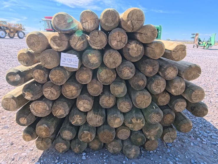 #2044-•-new-4-5-inch-x-6.5ft-treated-wooden-fence-posts-(70-count)-image-1