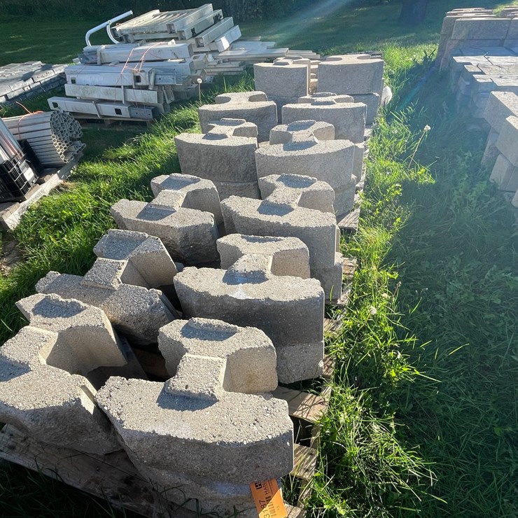 #3187 • (3) Pallets of Concrete Retaining Wall Blocks