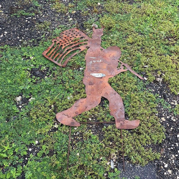 Bigfoot with Flag Metal Decorative Sign