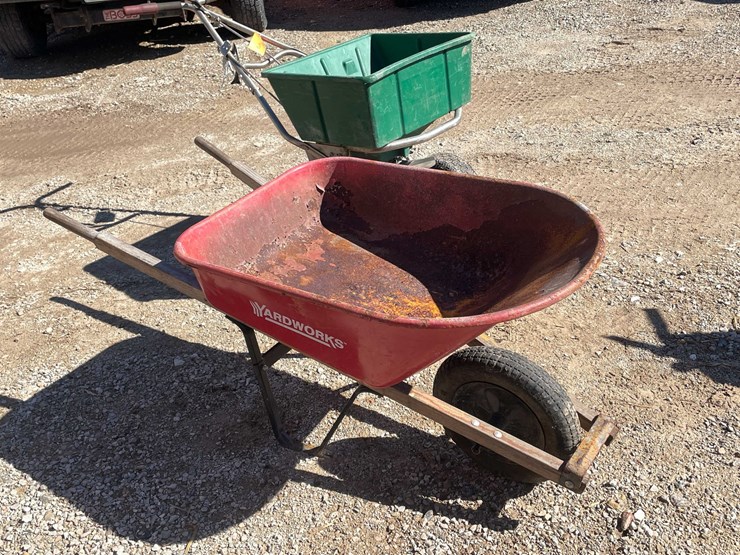 #1843-•-poly-seed-spreader-and-yardworks-metal-wheelbarrow-image-3