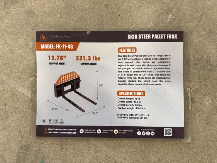 2026-unused-skid-steer-pallet-fork-...-you-are-bidding-on-two-forks,-one-black-and-orange-frame-and-bolts-image-1