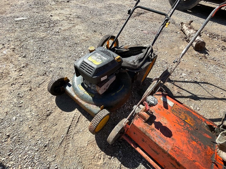 #1845-•-craftsman-gas-powered-push-mower-and-husqvarna-walk-behind-leaf-thatcher-for-parts-only-image-8