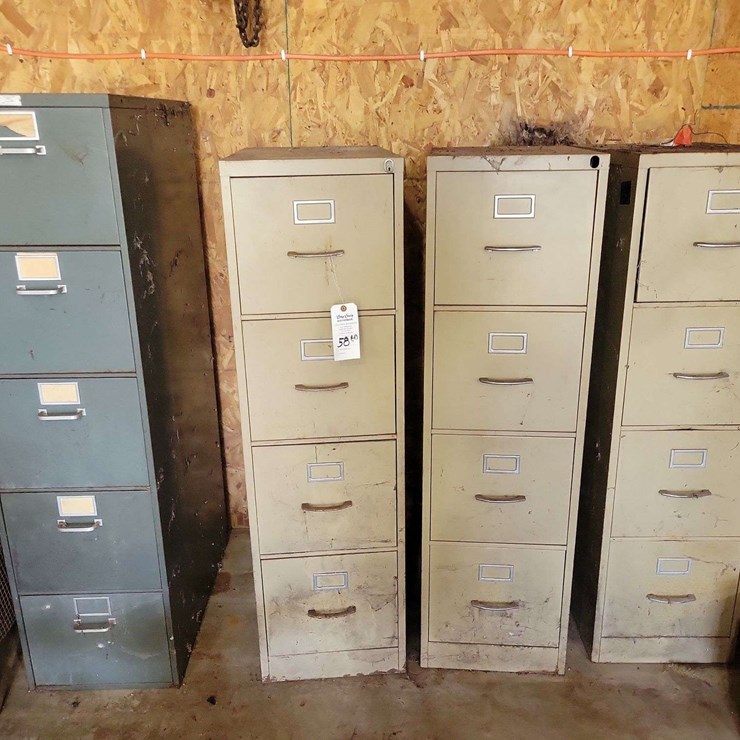 Group of Four Four-Drawer Metal Filing Cabinets
