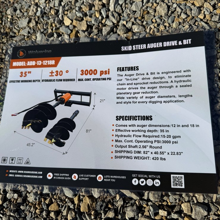 Unused 2026 Skid Steer Auger Drive & Bit Attachment ... You are bidding on Two Rods & one Driver
