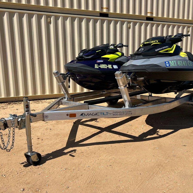 2019 Sea-Doo GTR-X 230 & 2021 Sea-Doo RXT-X 300 w/ 2026 Magic Tilt Dual PWC Trailer