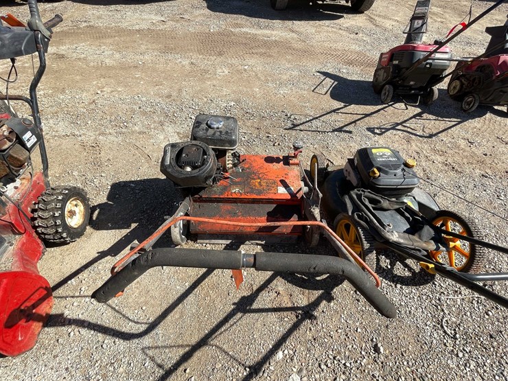 #1845-•-craftsman-gas-powered-push-mower-and-husqvarna-walk-behind-leaf-thatcher-for-parts-only-image-5