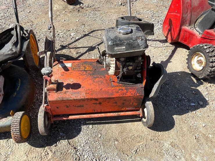#1845-•-craftsman-gas-powered-push-mower-and-husqvarna-walk-behind-leaf-thatcher-for-parts-only-image-2