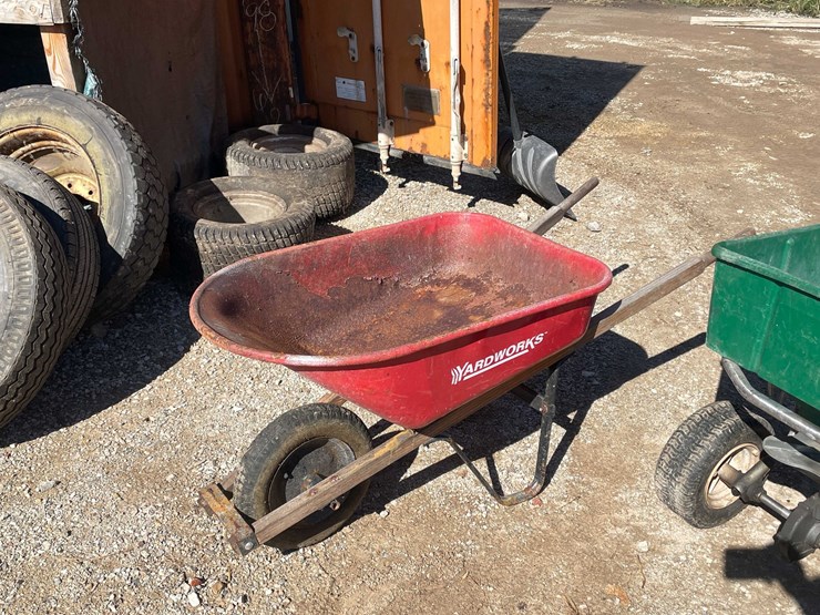 #1843-•-poly-seed-spreader-and-yardworks-metal-wheelbarrow-image-2
