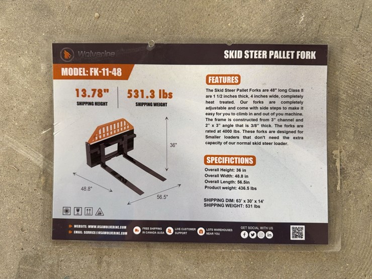 2026-unused-skid-steer-pallet-fork-...-you-are-bidding-on-two-forks,-one-black-and-orange-frame-and-bolts-image-1