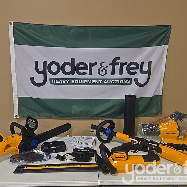 Unused 6 pc Cub Cadet Tool Kit c/w HT24E Hedge Trimmer, CS160E Cordless Chainsaw, LB600E Leaf Blower, ST16E String Trimmer, Battery
